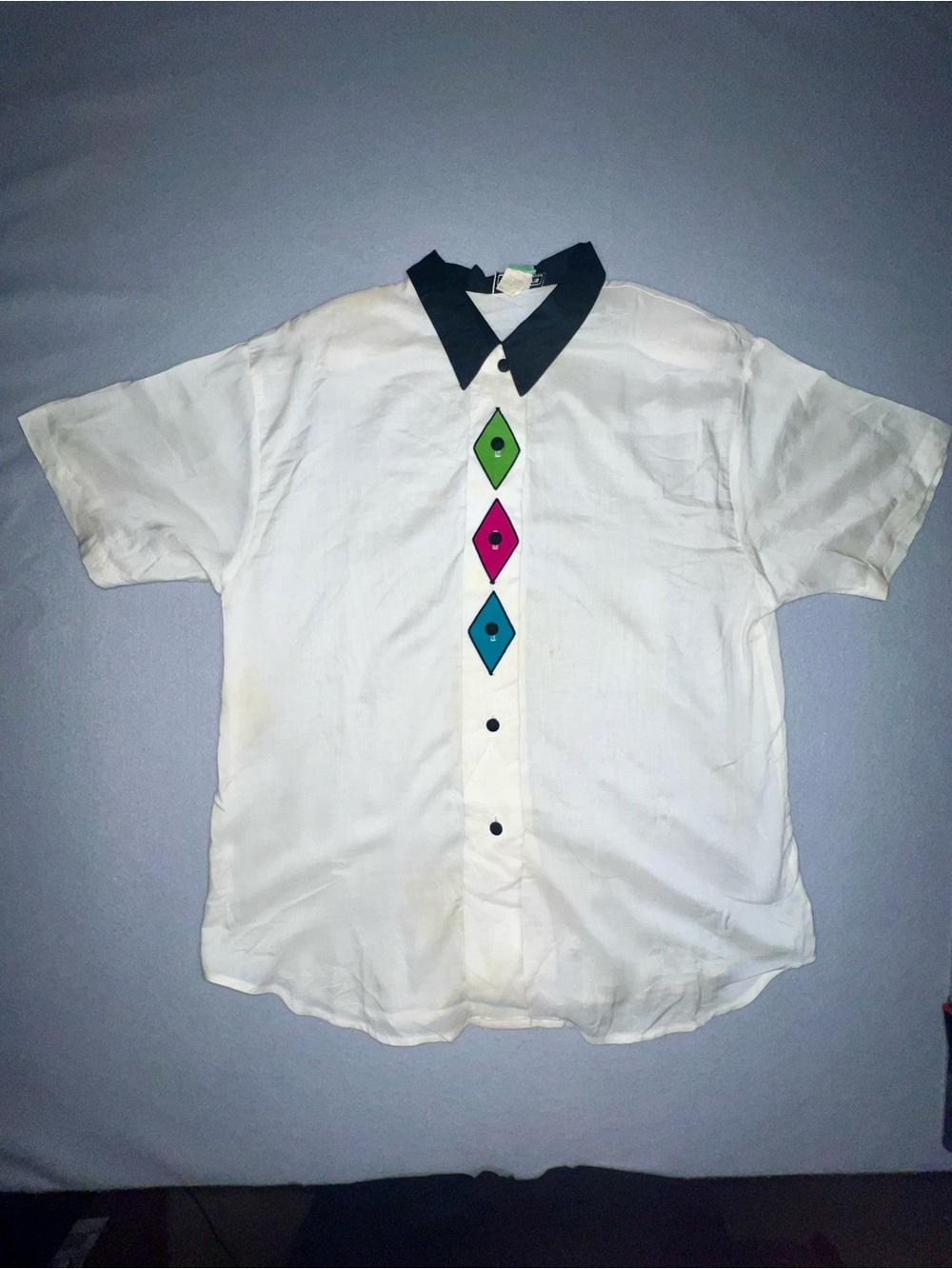 Vintage Impressions of CA Diamond Placket Short Sleeve Shirt Womens Sz 16 White